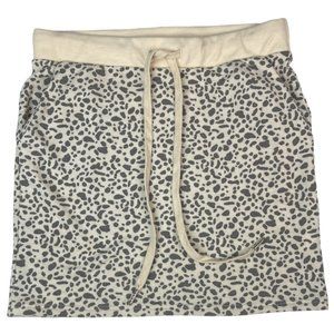 Le Lis Women's Drawstring Skirt Animal Print S Cream Gray Polyester Spandex